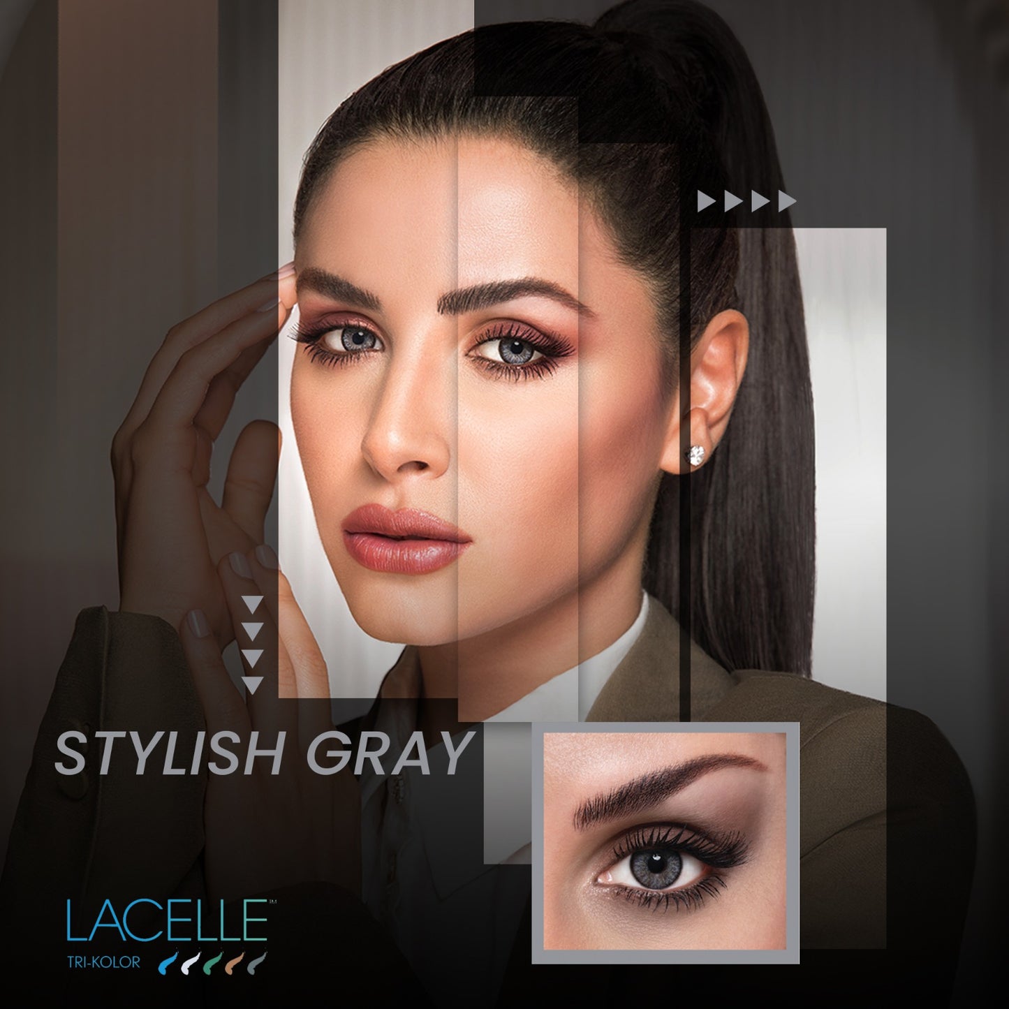 Tri Color, Lacelle, Stylish Grey